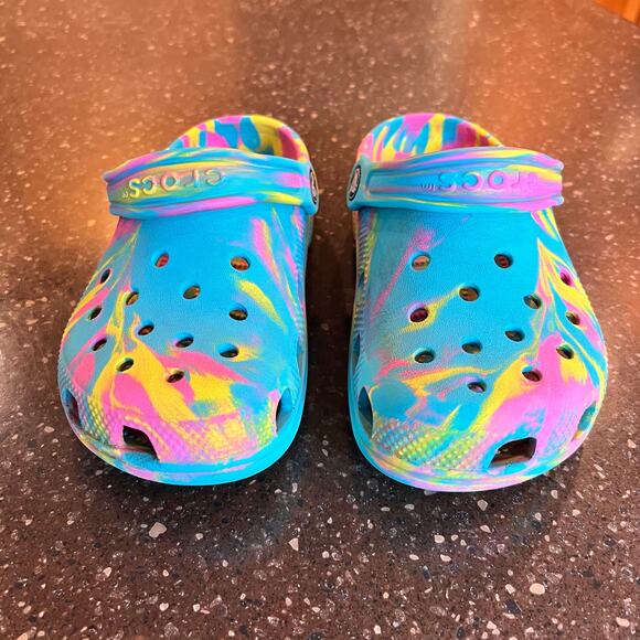 Crocs Kids Classic Marbled Clog Size J 3 Tie Dye Shoes - Picture 9 of 11